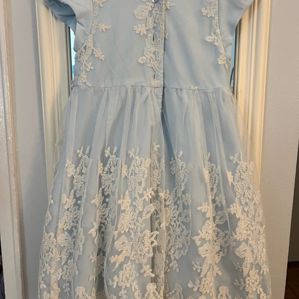 Blue Sleeveless Flutter Sleeve Formal Sundress